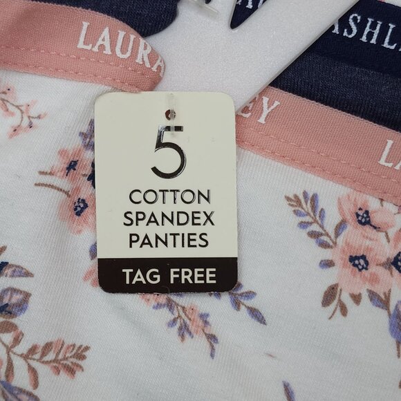 Laura Ashley Womens 5-Pack Tag-Free Cotton Spandex Panties Large Floral Striped - Picture 4 of 12